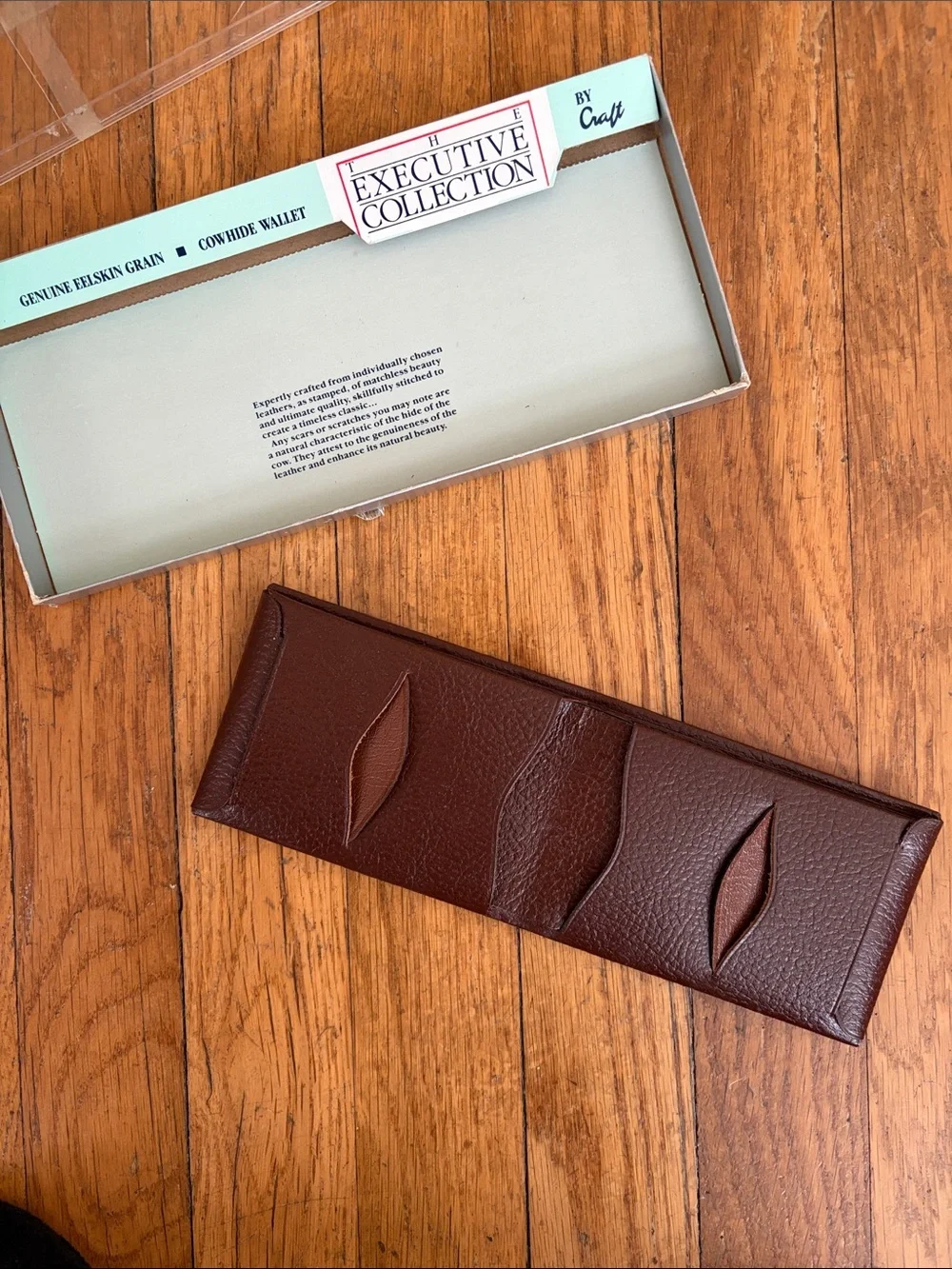 Vintage Deadstock Cowhide Brown Leather Wallet by Craft